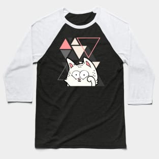 Crazy funny Cute little cat in triangles background adorable kitty Kittenlove Baseball T-Shirt